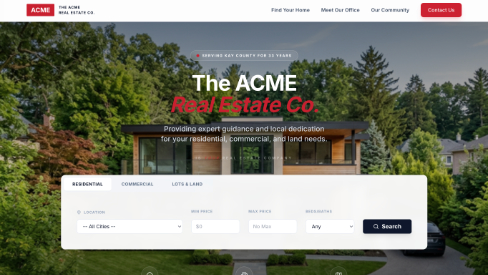 real estate website screenshot